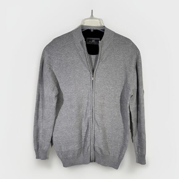 Jim Spencer Men’s L Gray Full Zip Cotton Cardigan Sweater - Picture 1 of 7